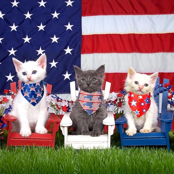 Preboun 100 Pcs Patriotic Dog Bandanas Bulk Labor Day Bandanas for Dogs Triangle Kerchief Scarf Set for Puppy Small Medium Large Workers' Veterans Day Costume Accessories (25.6 x 17.7 x 17.7 Inch)