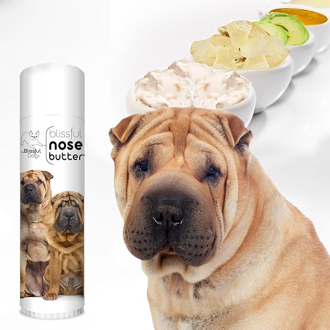The Blissful Dog Chinese Shar-Pei Nose Butter for Dry, Cracked Skin, Lick-Safe Dog Nose Balm with Moisturizing Shea Butter, Almond, Olive, and Essential Oils, Pet Supplies, Uncented, 0.50 oz.