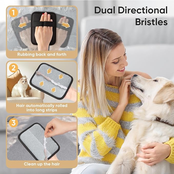 Pet Hair Remover, Electrostatic Pet Hair Removal Gloves, Reusable Cat & Dog Hair Remover for Couch, Furniture, Carpet, Curtain, Upgraded Animal Fur Removal Tool, Cat Grooming Gloves-1 PCS