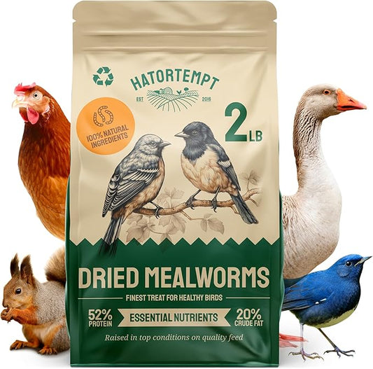 Dried Mealworms - 2 Lb Bag - High Protein Chicken Feed, Mealworms for Birds & Chickens - Meal Worms for Wild Birds & Turtles