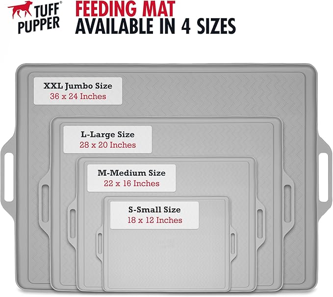 Tuff Pupper 28x20 Large Dog Feeding Mat for Food and Water | Dog Food Mats for Floors | Waterproof Dog Water Bowl Mat | Dog Placemats Pet Food Mat | Silicone Feeding Mat for Cats and Cat Bowls