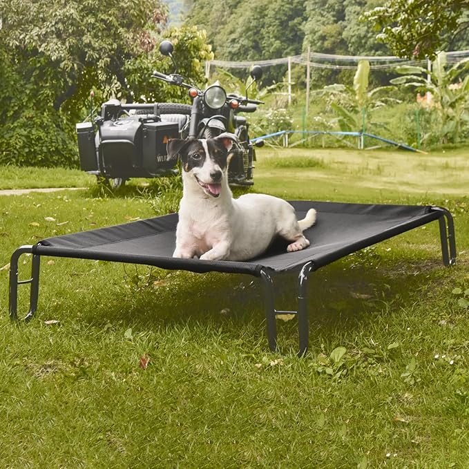 pettycare Outdoor Elevated Dog Bed Cot, Raised Dog Cots Beds, No Screws, Stable Frame & Durable Supportive Teslin Recyclable Mesh, Breathable, Indoor and Outside Pet Beds, Fits up to 40 lbs