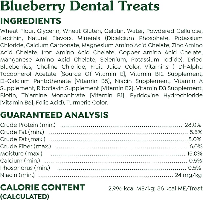 Greenies Regular Dental Dog Treats, Blueberry Flavor, 12 oz. Pack (12 Treats)