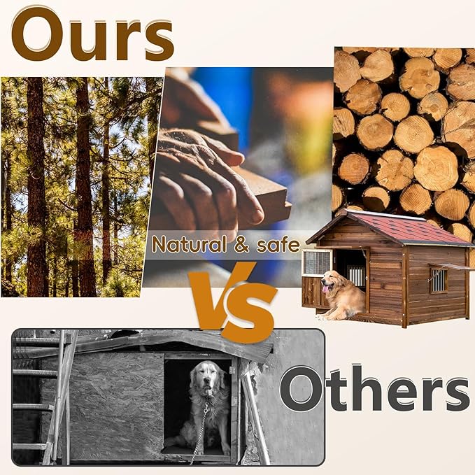 Waterproof Dog Houses for Large Dogs Outside with Door and Window, Luxury Dog House Outdoor, Sturdy Pet House for All Seasons and All Weather, 5XL