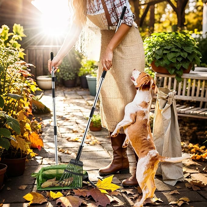 Toozey Dog Pooper Scooper, Extra Large Stainless Steel Tray Long 54" Handle, Easy Cleanup for All Dog Sizes, Includes 20 Bags