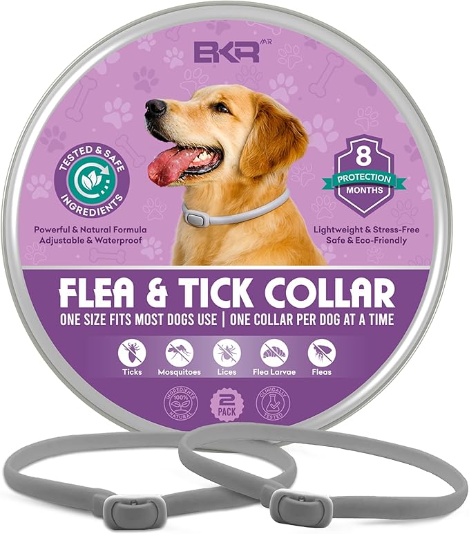Flea Collar for Dogs – 2 Pack 16 Month Natural Flea & Tick Prevention Dog Flea Collar Adjustable One Size Fits All, Safe and Effective