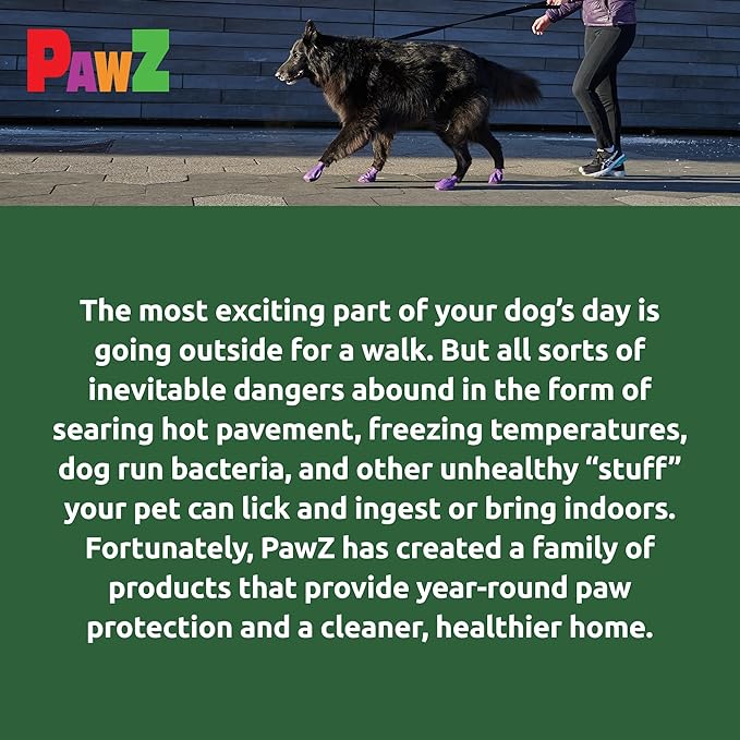 Protex PawZ Rubber Dog Boots for Paws 4" and Up, 24 Total (2 Packs of 12) - All-Weather, Anti-Slip, Waterproof Dog Socks - X-Large, Green