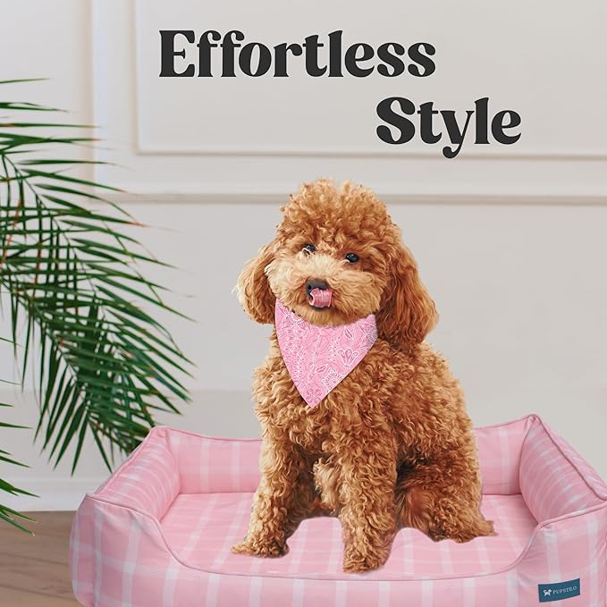 Orthopedic Bolster Dog Bed – CertiPUR-US Foam, Recycled Polyester Canvas, Washable Cover, Anti-Slip Bottom, Small, Grey Plaid – Stylish Designer Dog Sofa