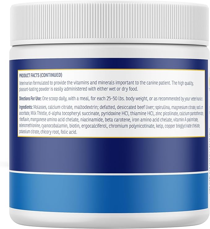 Rx Vitamins Essentials for Dogs - Daily Vitamins & Minerals - with Blue Spirulina, Kelp Powder, and Milk Thistle - Complete Canine Vitamins and Essential Minerals Powder - 8 oz