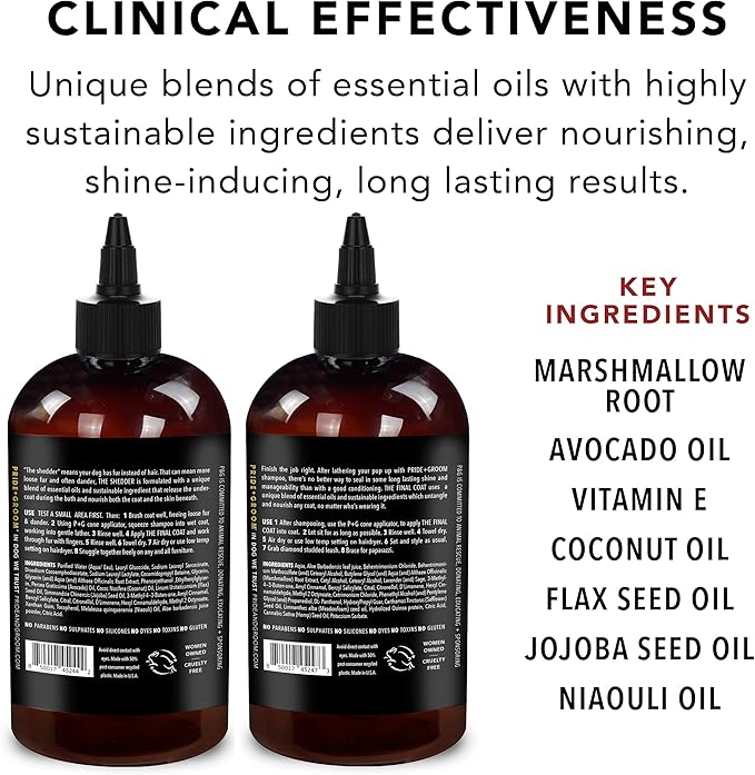 Pride and Groom The Shedder Box Set – Deshedding Dog Shampoo & Conditioner with All Natural Blend of Essential Oils & Ingredients to Moisturize & Untangle Curly and Wavy Coats – 32oz