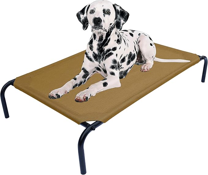 PHYEX Elevated Dog Bed for Medium Dogs, Raised Dog Bed with Breathable Mesh, Dog Cot Bed with Sturdy Steel Frame for Indoor & Outdoor Use, Non Slip, Easy to Clean, 43.5 Inches, Brown
