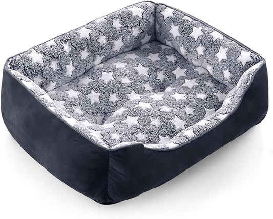 GASUR Dog Beds Small Plus Size, Small Dog Bed Washable, Orthopedic Pet Sofa Bed, Pet Cuddler Anti-Slip Bottom, Soft Calming Sleeping Warming Puppy Bed (S Plus (25"x 21"x 8"), Black)
