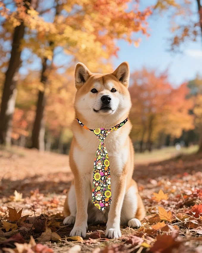 PET SHOW 10 Pack Fall Dog Ties Neckties for Large Medium Dogs Pumpkin Maple Leaf Adjustable Neck Ties Girl Boy Pets Autumn Costumes Dog Holiday Grooming Accessories Wedding Party Gift Favor