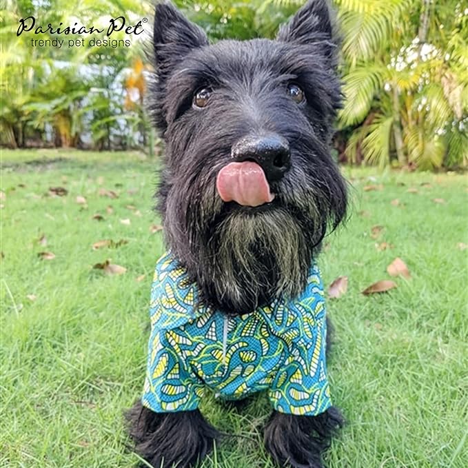 Parisian Pet Stylish Dog Shirt - Tribal Camp Beach Outfit - 100% Cotton Dog Summer Clothes - Breathable and Cool Pet Clothing - Machine Washable - Small Dogs