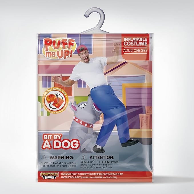Spooktacular Creations Inflatable Dog Costumes for Adults, Biting By a Bulldog Blow up Outfit for Halloween Themed Parties