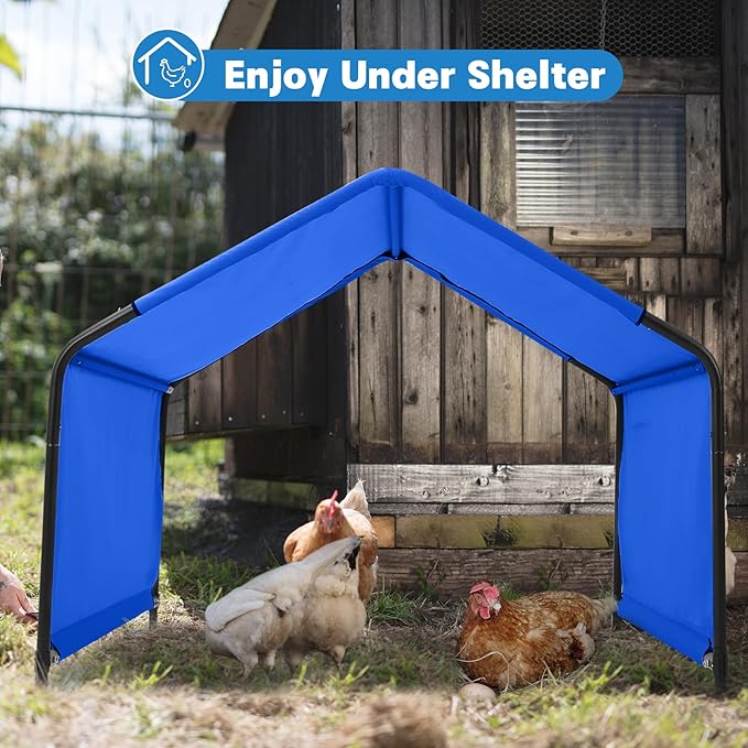 Dog Shade Shelter Outdoor 4'x4'x3' Tent for Large Medium Dogs, Outside Sun Rain Canopy Pet House for Livestock Pigs Cats with Waterproof Roof Ground Nails,Blue