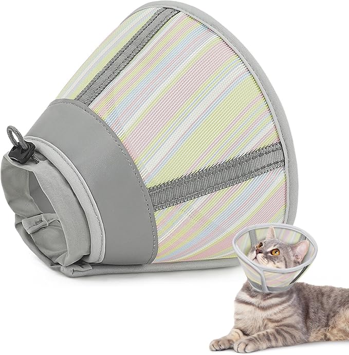 Supet Cat Cone Collar After Surgery, Soft Mesh Recovery Collar for Cats to Stop Licking and Scratching, Plastic Cone Alternative for Small Dogs, Medium, Large Cats