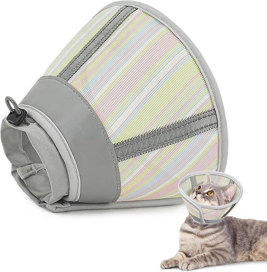 Supet Cat Cone Collar After Surgery, Soft Mesh Recovery Collar for Cats to Stop Licking and Scratching, Plastic Cone Alternative for Small Dogs, Medium, Large Cats
