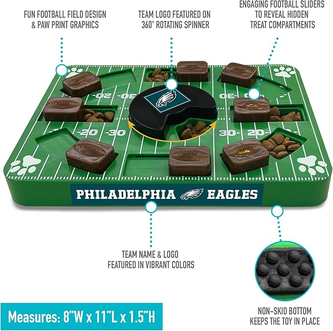Pets First NFL Philadelphia Eagles Puzzle, Interactive Dog Treat Puzzle Toy