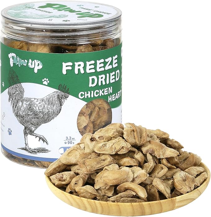 Freeze Dried Chicken Heart Pet Treats, High Protein Freeze-Dried Pet Food for Dogs, Cats, Fresh Ingredient, 3.2 oz, Rawhide Free, Gluten&Grain Free
