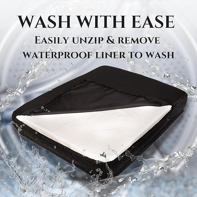 Luxury Boucle Fabric Orthopedic Large Dog Bed with Memory Foam | Breathable Comfort and Washable Dog Couch Bed with Waterproof Liner & Cover | Ideal Pet Beds for Big Dogs - Grey (45"x36x7)