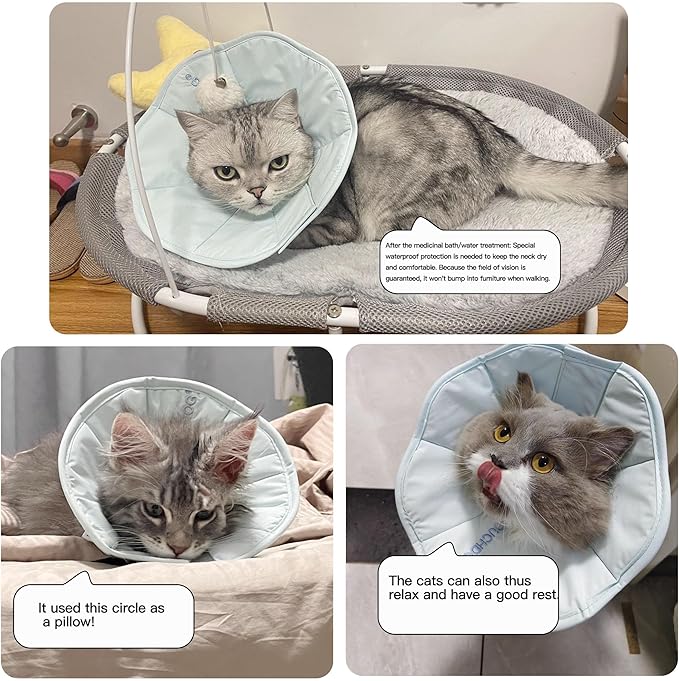 Touchdog Foldable Dog Cone Collar for Cats & Dogs - Adjustable Soft Recovery Collar with Waterproof PU Coating, Lightweight Design, 24.5cm/9.6in Wide Barrier (Green, M)