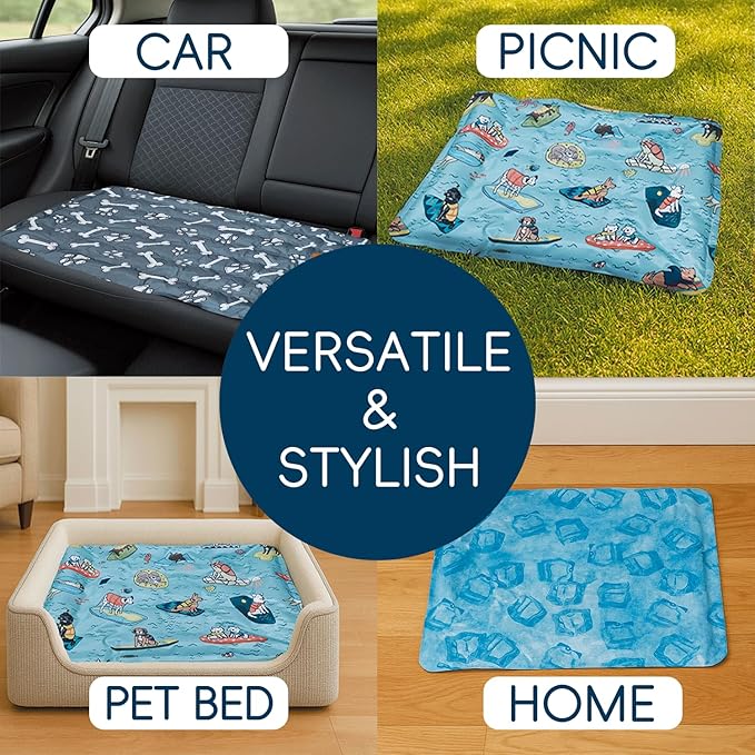 Cooling Pad for Large Dog,Instant Pet Cool Mat,Comfortable Cool Pet Mat for Cat.Portable Dog Bed for Summer. Suitable for Outdoor Summer Crate Pad.Long Time Cooling.Bone(Size-XL 23.6 * 35.4in)
