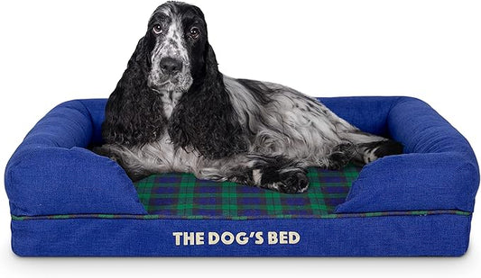 The Dog’s Bed, Med Black Watch Tartan 30x23.5, Memory Foam, Pain Relief: Arthritis, Hip & Elbow Dysplasia, Post Surgery, Lameness, Supportive, Calming, Waterproof Washable Cover, Veterinary Approved