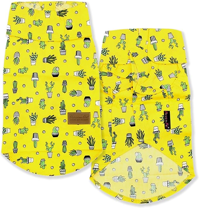 Parisian Pet Cactus Cap Dog Beach Outfit - 100% Cotton Summer Clothes - Stylish Dog Costume - Breathable, Cool, Machine Washable - XL3