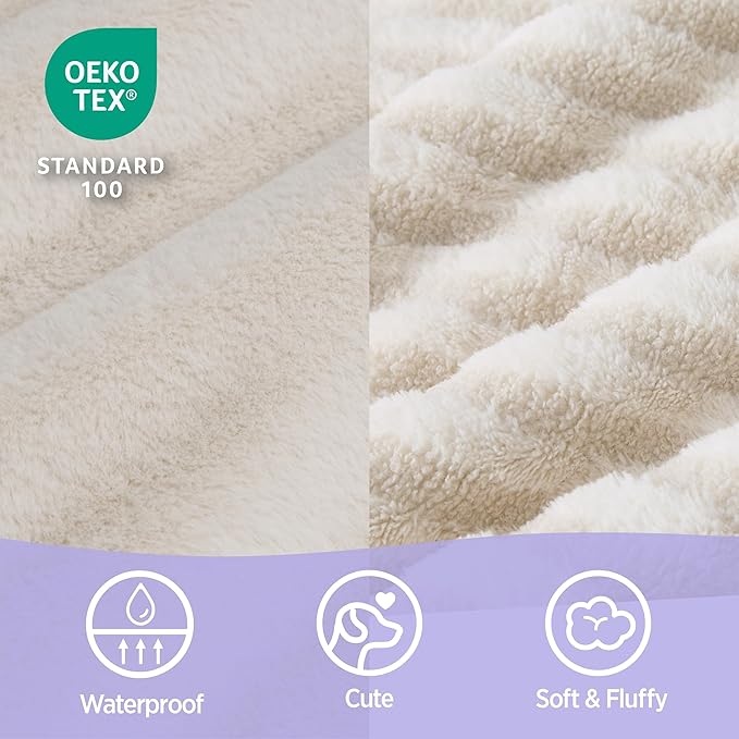 LE SURE Cute L-Plus Dog Beds, Orthopedic Waterproof Large Pet Bed with Sides, Non-Slip Bottom and Egg-Crate Foam Dog Couch Sofa with Washable Removable Cover, Beige