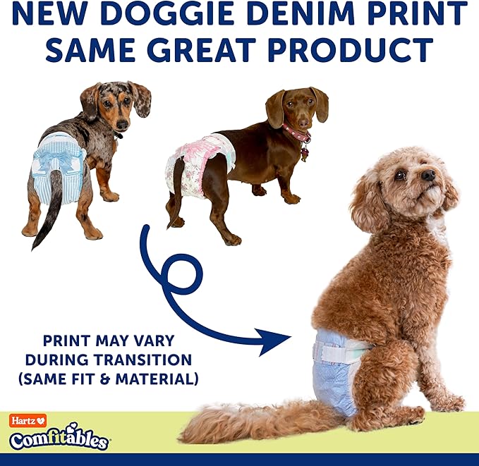 New! Hartz® Comfitables® Disposable Dog Diapers, Size Medium 12 Count, Comfortable & Secure Fit, Easy to Put On, Super Absorbent Male and Female Diaper