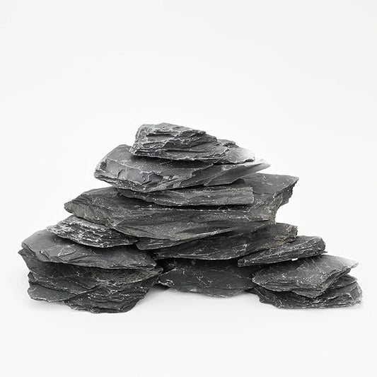 Unocho Natural Slate Stone Rocks Reptile Basking Platform Rock 10LB Fish Tank Rocks for Aquascaping Aquariums Terrariums Paludariums Wargaming Models Miniature Fairy Gardens（2-6 inches）