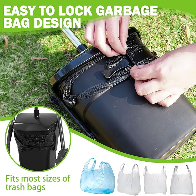 SCENEREAL Dog Pooper Scooper for Yard, Dog Poop Trash Can Outside Swivel Bin Rake Spade Kit for Large Medium Small Dogs with 40 Waste Bags, Extra Long 45" Metal Handle,Portable Scooper for Outdoor