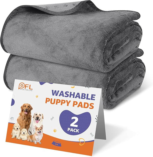 PICK FOR LIFE Washable Dog Pee Pads, 48x48 Reusable Puppy Whelping Pads, Absorb Dog Mats Non-Slip Reusable Dog Training Pads for Whelping, Potty, Training, Playpen, Crate, 2PACK