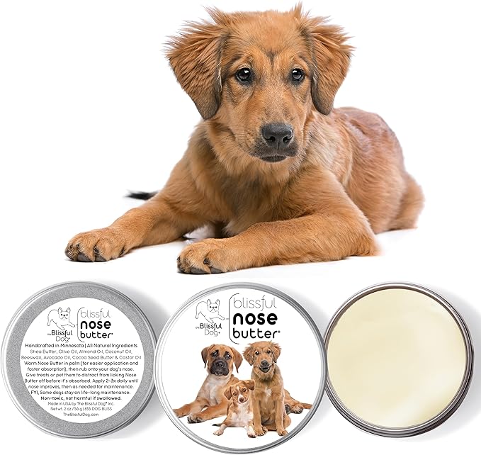 The Blissful Dog 3 Cute Puppies Nose Butter, Versatile Dog Nose Balm for Dry Nose, Handcrafted Nose Moisturizer, Easy-to-Apply Dog Essentials, Unscented, 2 oz.