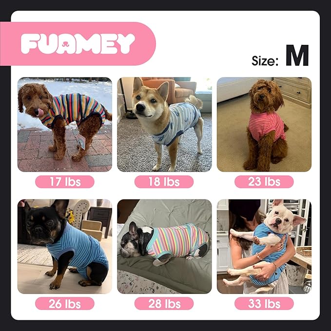 FUAMEY Dog Recovery Suit Male,Dogs Surgery Neuter Suits Puppy Spay Shirts for Female Protect Dog's Skin Anti Licking Abdominal Wounds Doggie Onesie Pet Bodysuit Alternative to Cone Green Stripes M