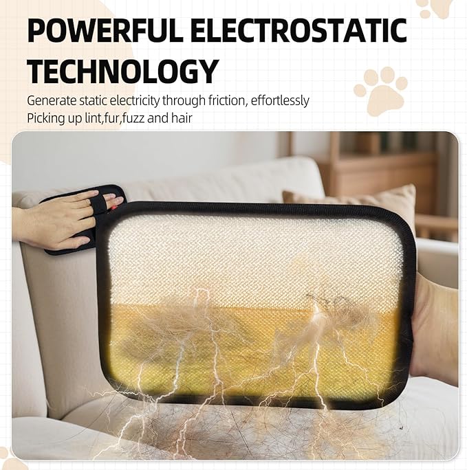 Pet Hair Remover, Reusable Electrostatic Pet Hair Remover Gloves – Double-Sided Grooming & Deshedding Gloves for Cats & Dogs, Pet Fur Removal for Furniture, Carpet, Couch & Clothing -2 PCS