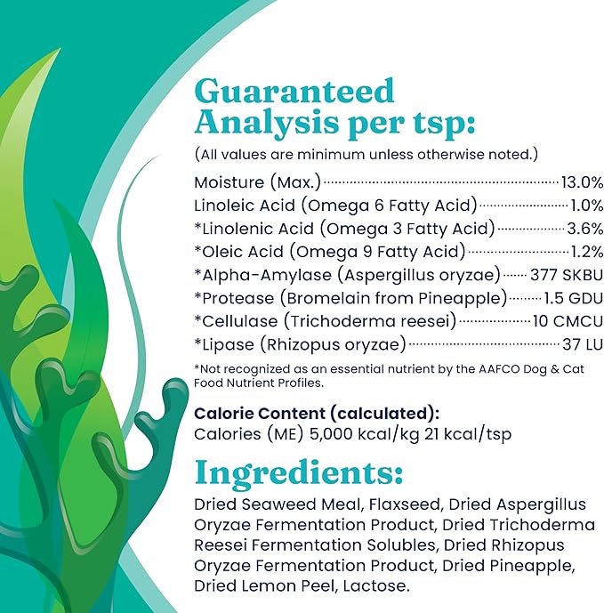 Solid Gold Cat & Dog Multivitamin Powder - Kelp Powder, Omega 3 & Vitamins for Dental, Digestive, Immune, Skin & Coat Health - Multi Vitamin for Dogs & Cats - Cat & Dog Food Additive Supplement - 5oz