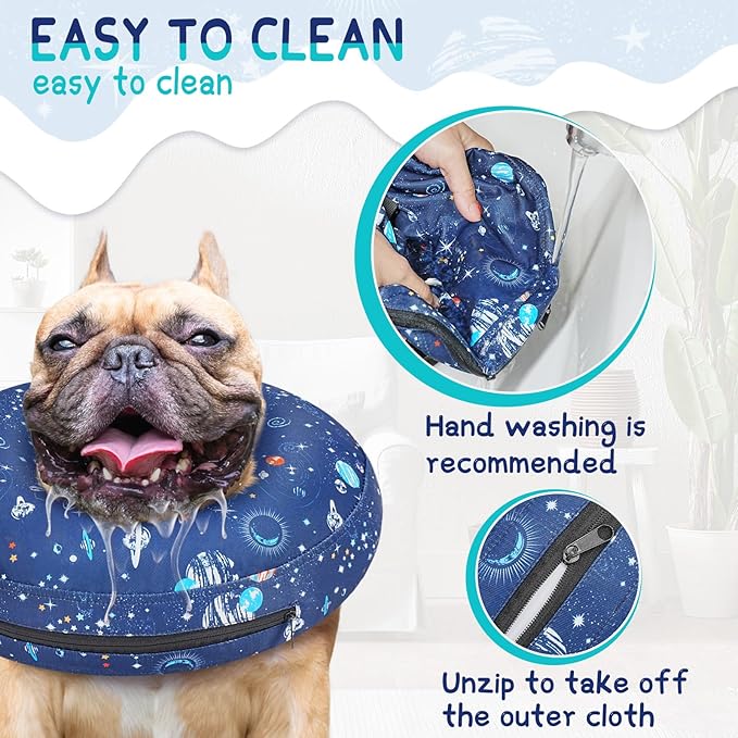 Supet Inflatable Dog Cone Collar Alternative After Surgery, Dog Neck Donut Collar Recovery E Collar, Soft Pet Cone for Small Medium Large Dogs