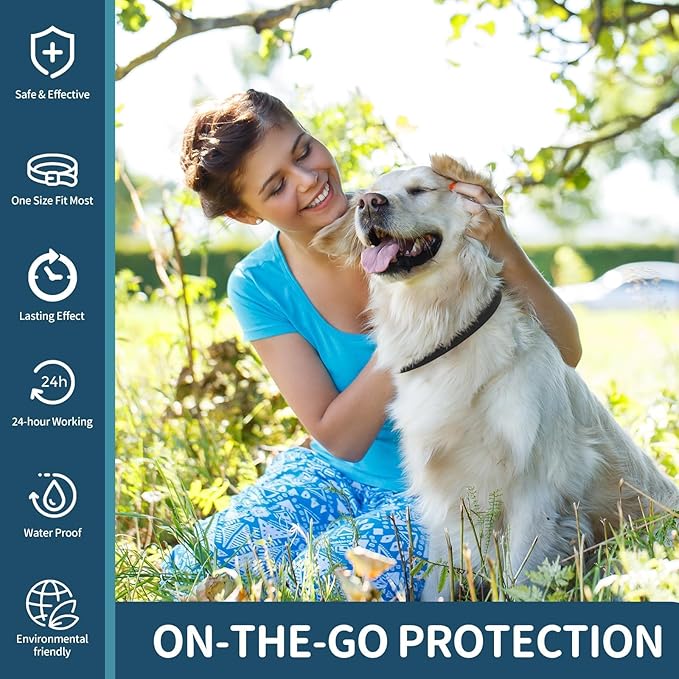 Flea and Tick Collar for Dogs 4 Pack, 32 Months Prevention, Waterproof, Adjustable for Small Medium Large Dogs Puppies (Black)