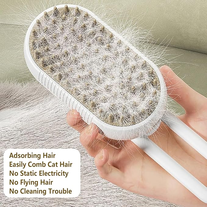 Pet Steam Groomer Brush, 2025 New 3 in 1 Steam Cat Steam Brush for Shedding & Grooming, Multifunctional Hair Removal Comb for Cats Dogs