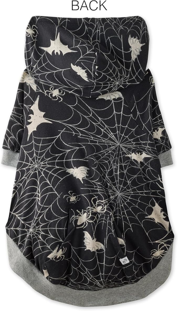 Rocky – The Orginal Lightweight Hooded TEE 100% Organic Cotton Dog Hoodie Pet Coat Sweater for Small, Medium, Large Dogs, Batty Black, Large