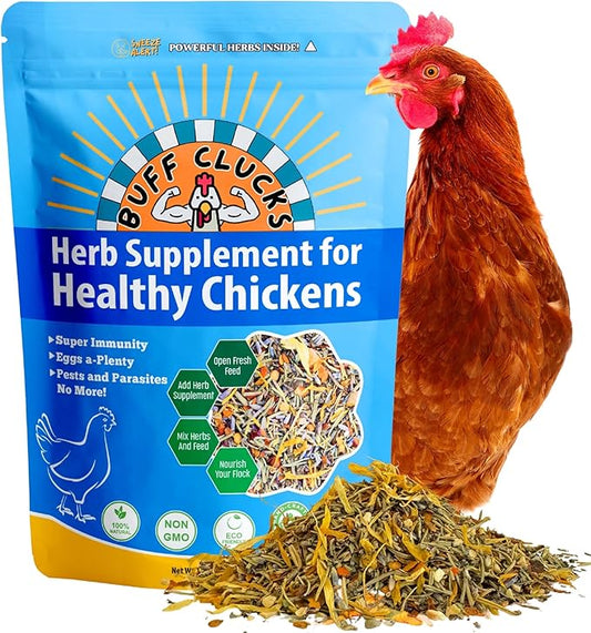 Herb Supplement for Backyard Chickens - Natural Chicken Treats, Poultry Feed Botanical Mix, Plant-Based Coop Snacks for Daily Wellness, Feather Quality, Egg Production, USA (12 oz)