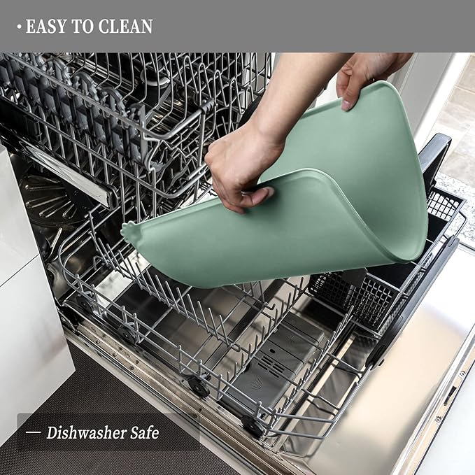 Waterproof Pet Feeding Mat with High Raised Edges, Heavier and Thicker Placemats for Cat Dog Water Bowl with BPA Free, Dogs Cats Food Mats for Messy Drinkers to Prevent Spill and Protect Floors