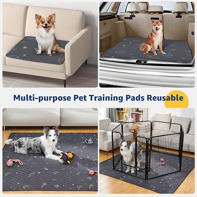 LOOBANI Pee Pads for Dogs Washable: Reusable Dog Pee Pads for Medium Pet, 2 Pack Waterproof Puppy Whelping Pads 36" x 41", Non-Slip Potty Training Mat for Dog Playpen, Floor, Cage, Sofa, Crate, Grey
