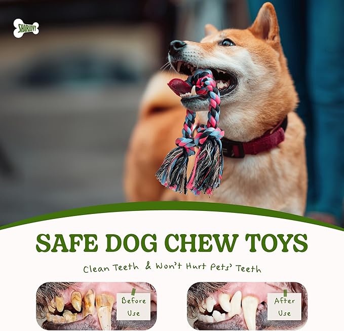 SHARLOVY Puppy Rope Toy, Dog Rope Toy for Small Dogs, Puppy Teething Toys, Cotton Interactive Tug of War Dog Toy for Puppies Boredom, Dog Chew Toys for Aggressive Chewers Small Breed