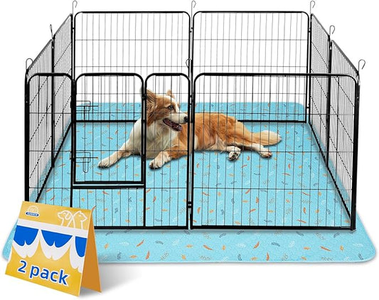 Sunheir Washable Pee Pads for Dogs Extra Large 48" x 60" 2-Pack, Reusable Puppy Pads Pet Training Pads for Dog Playpen Indoor, Waterproof Dog Pee Pads for Puppy Playpen, Whelping Pad - Sky Blue