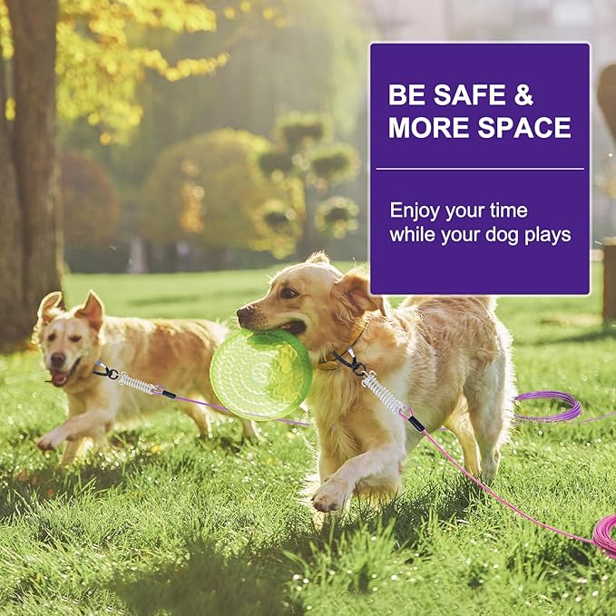 Snagle Paw Dog Tie Out Cable 30FT-1000LBS Break Strength,Heavy Duty Dog Leads for Yard with Shock Absorbing Spring & Swivel Hook,Long Leash Cable for Outdoor Tethering,Dog Line for Small Large Dogs