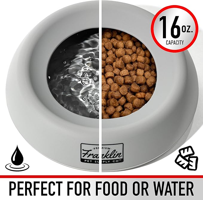 Franklin Pet Supply Co. Co. Spill Proof Pet Bowl - No Splash Travel Water + Food Dish for Dogs + Cats - Portable - 16 oz. - BPA Free