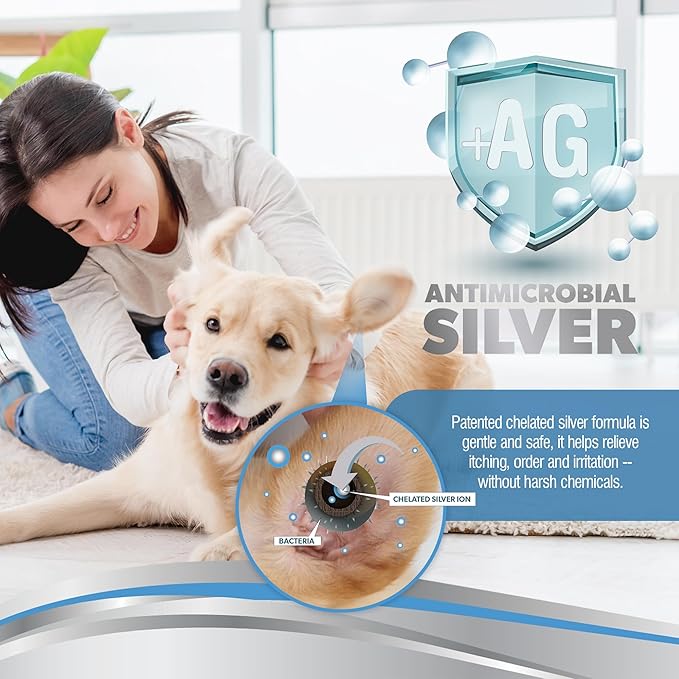 PetSilver Ear Cleaner for Dogs & Cats – Gentle Otic Rinse with Chelated Silver Formula – Supports Clear, Comfortable Ears – Easy to Use – Thoughtfully Made in The USA with Care – 8 fl oz